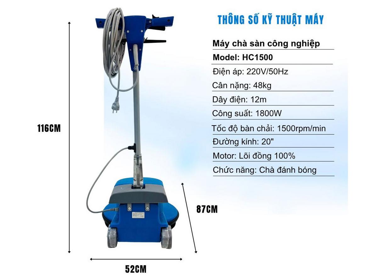 Động cơ 1.800W cho hiệu suất đánh bóng mạnh mẽ