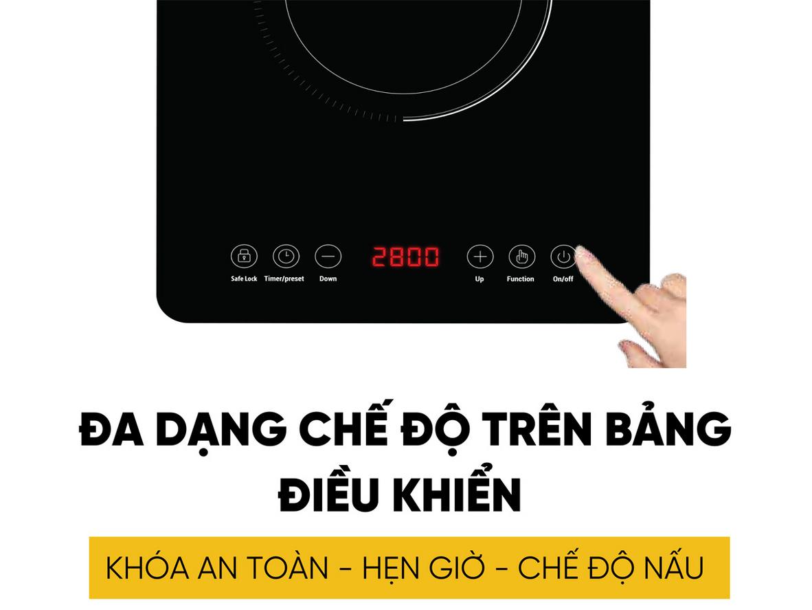 Công suất 2800W giúp nấu nhanh, tiết kiệm thời gian.