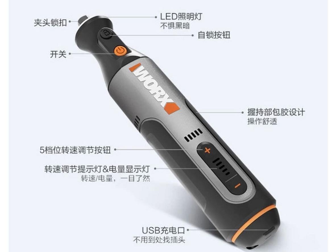 Đầu kẹp 3.2mm và sạc USB Type-C mang lại sự tiện lợi khi sử dụng.