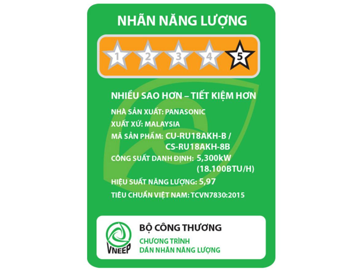 Điều hòa Panasonic 1 chiều Inverter 18.000BTU CU/CS-RU18AKH-8B