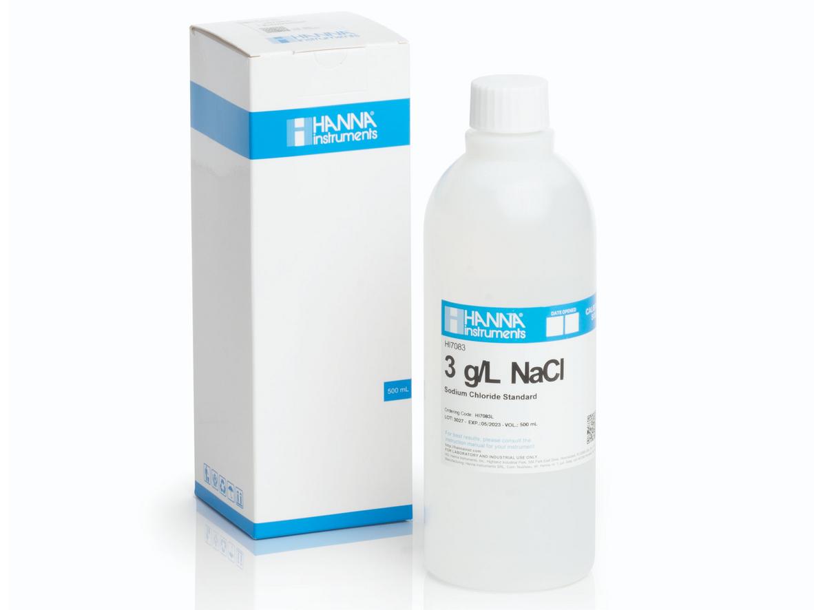 Tổng quan Dung dịch hiệu chuẩn NaCl 3.0 g/L, 500mL Hanna HI7083L