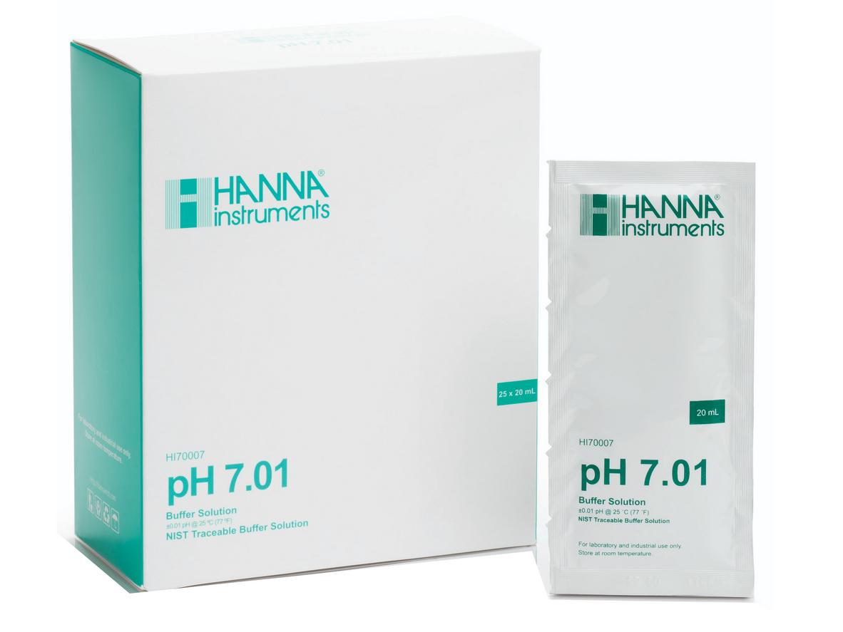 Dung dịch hiệu chuẩn pH 7.01 HI70007P (25 gói, dạng gói 20ml)