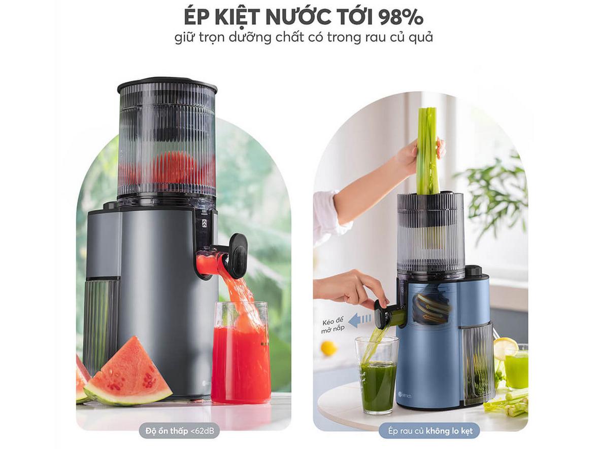 Tốc độ ép chậm 70 vòng/phút giúp giữ trọn hương vị tự nhiên.