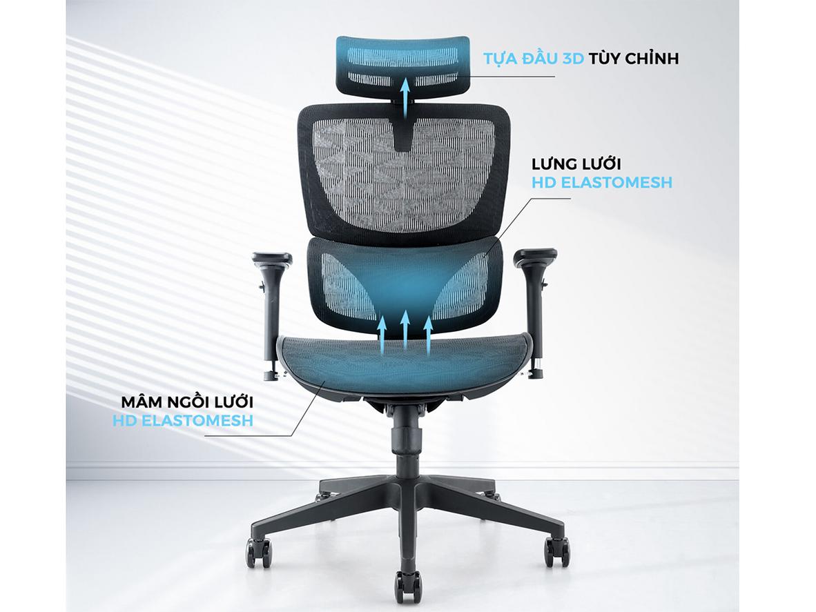 Lưới HD Elastomesh thoáng khí cho lưng và mâm ngồi