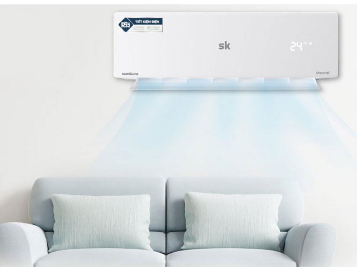 Gas R32 và luồng gió mạnh giúp máy vận hành hiệu quả hơn