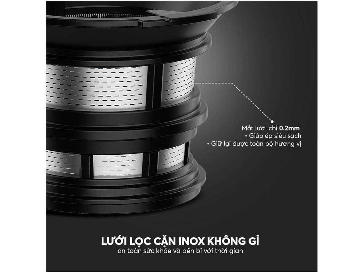 Lưới lọc inox 304 và vòi khóa chống rò rỉ giúp sử dụng sạch sẽ hơn.