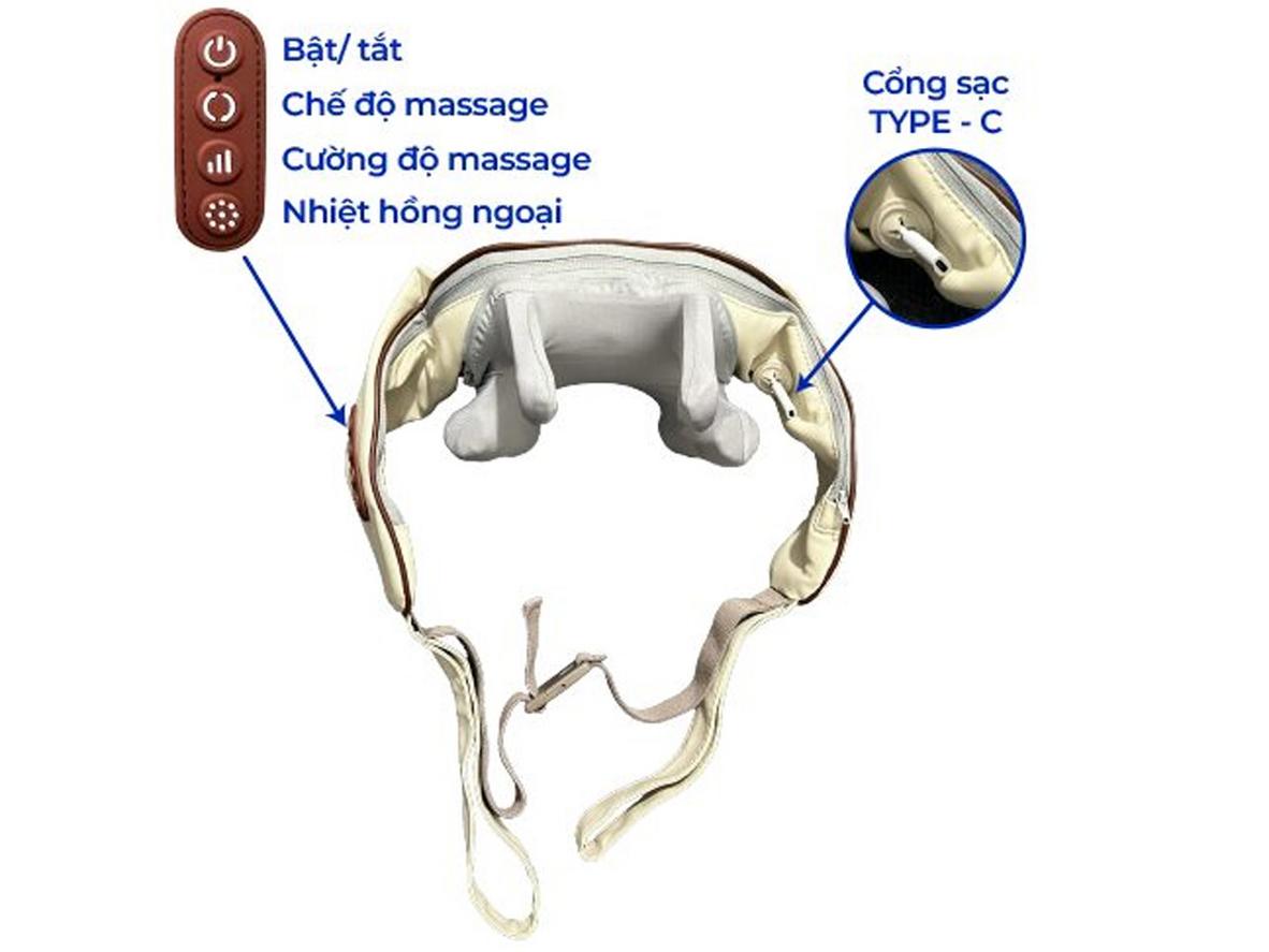 Công nghệ massage 6D giúp thư giãn sâu vùng cổ vai gáy.