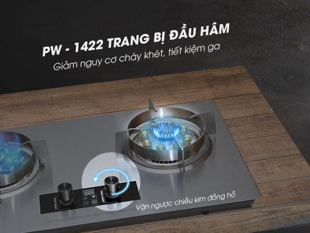 Mặt bếp thép không gỉ giúp vệ sinh nhanh và giữ vẻ đẹp lâu dài.