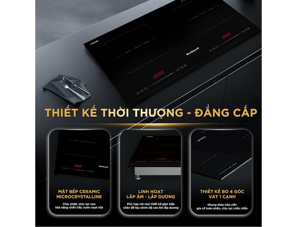 Mặt kính Ceramic Microcrystalline bền đẹp, sang trọng, dễ lau chùi.