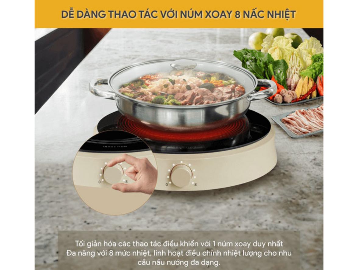 Mặt kính Crystal bền đẹp, dễ vệ sinh sau mỗi lần nấu.