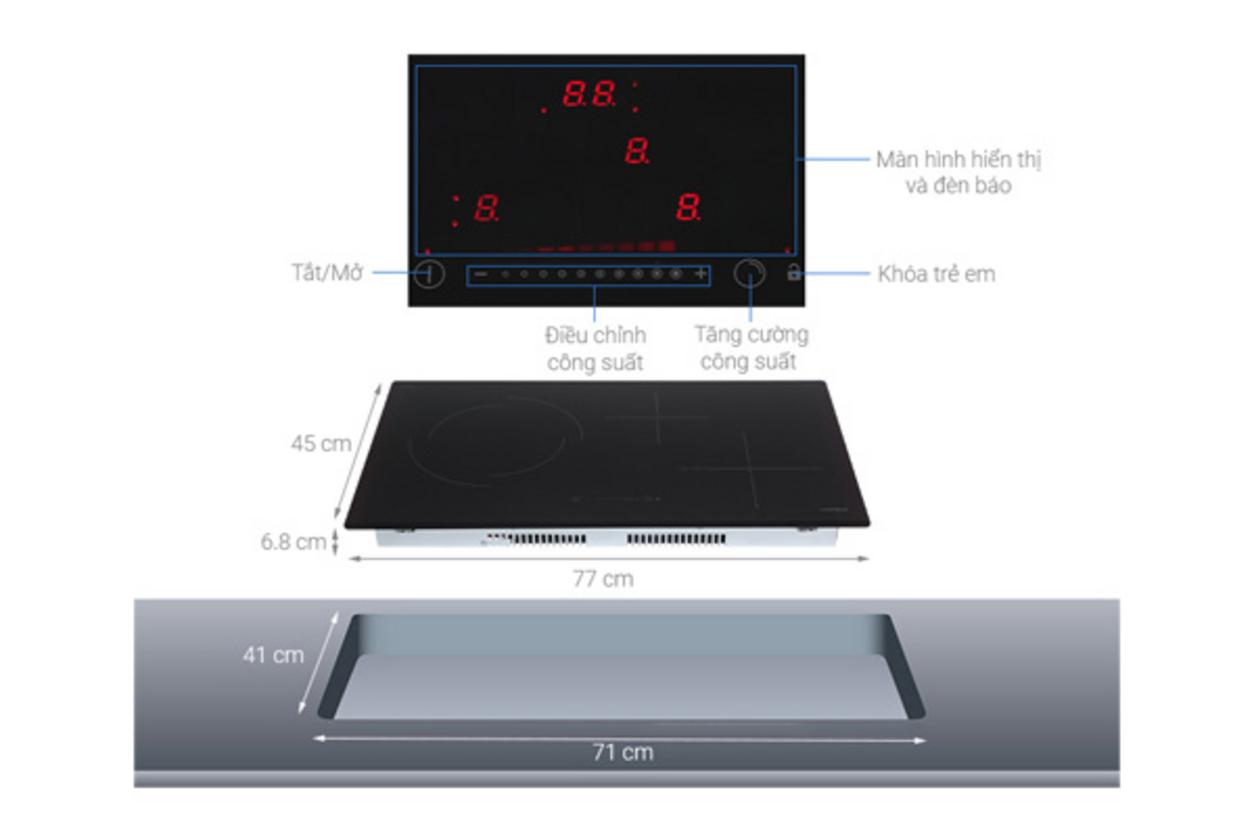 Mặt kính Schott Ceran và điều khiển cảm ứng Slider