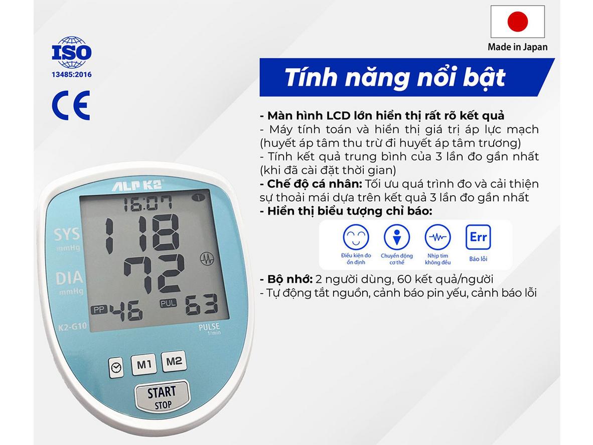 Tổng quan Máy đo huyết áp điện tử bắp tay ALPK2 K2-G10