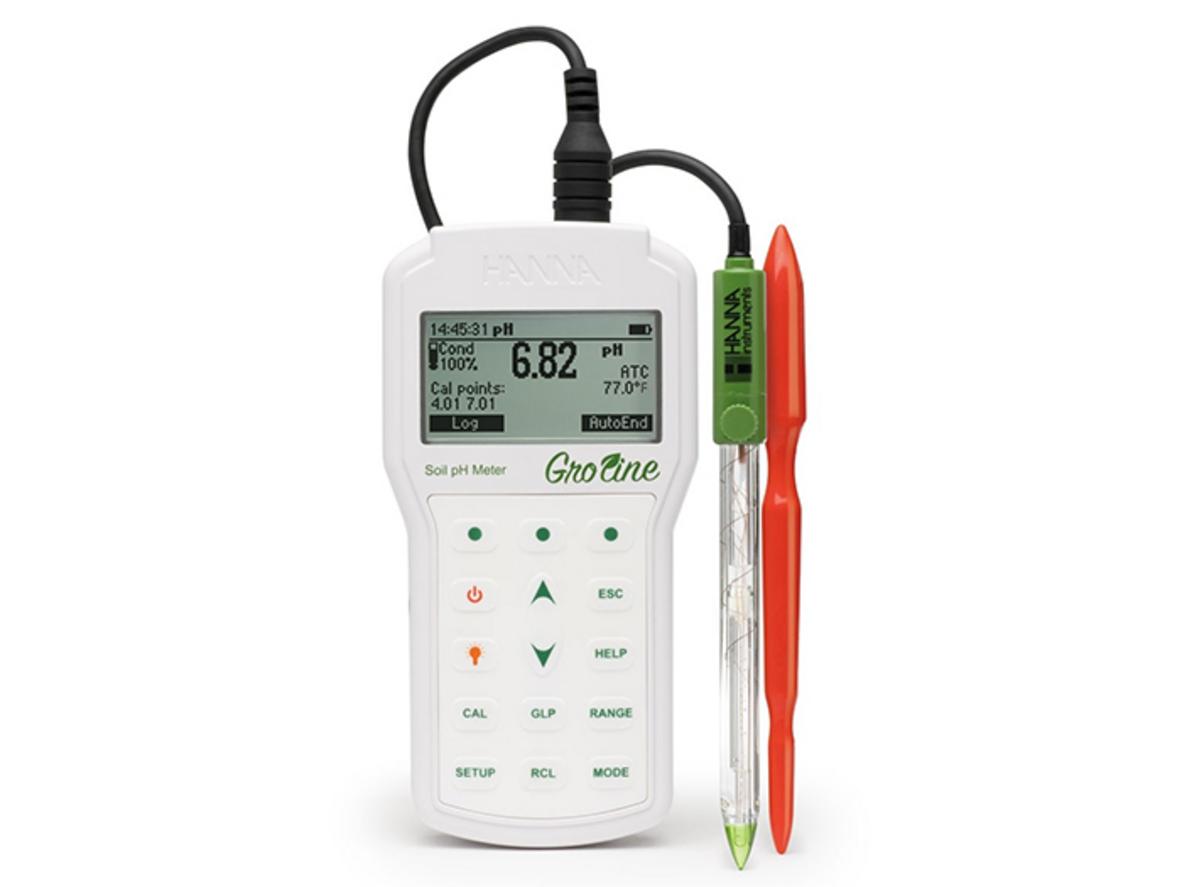 Máy đo pH/nhiệt độ đất và nước cầm tay chuyên nghiệp GroLine Hanna HI98168