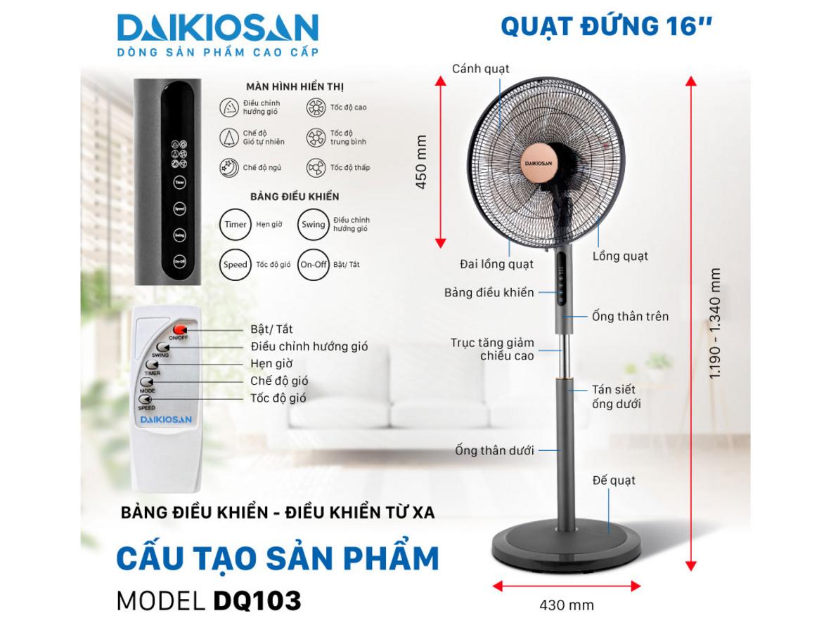 Tổng quan Quạt điện đứng lifestyle Daikiosan DQ103