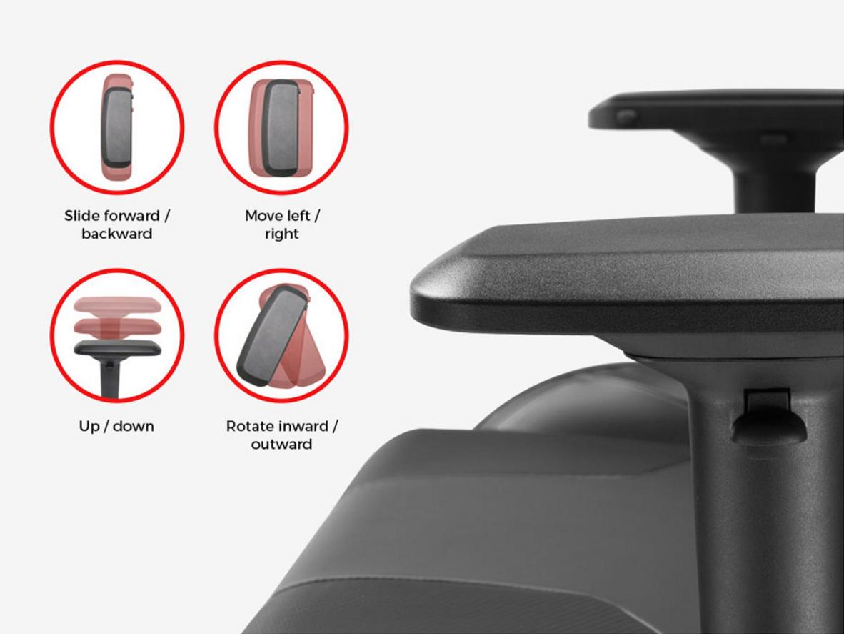 Tay ghế 4D và ngả lưng 135 độ