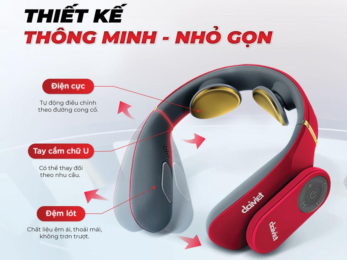 Thiết kế chữ U ôm cổ, remote tiện lợi và pin gọn nhẹ.