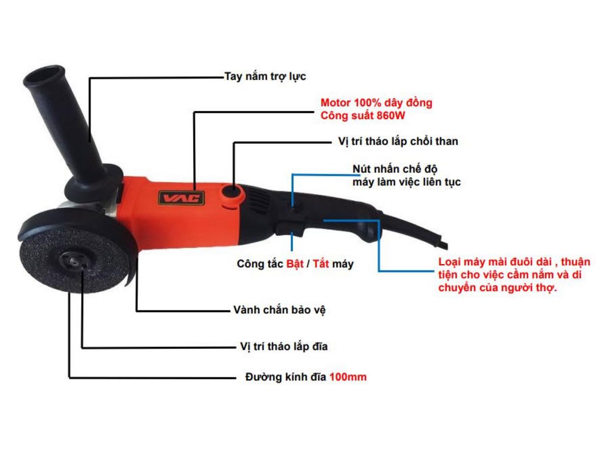 Đuôi dài và công tắc bóp giúp thao tác chắc tay