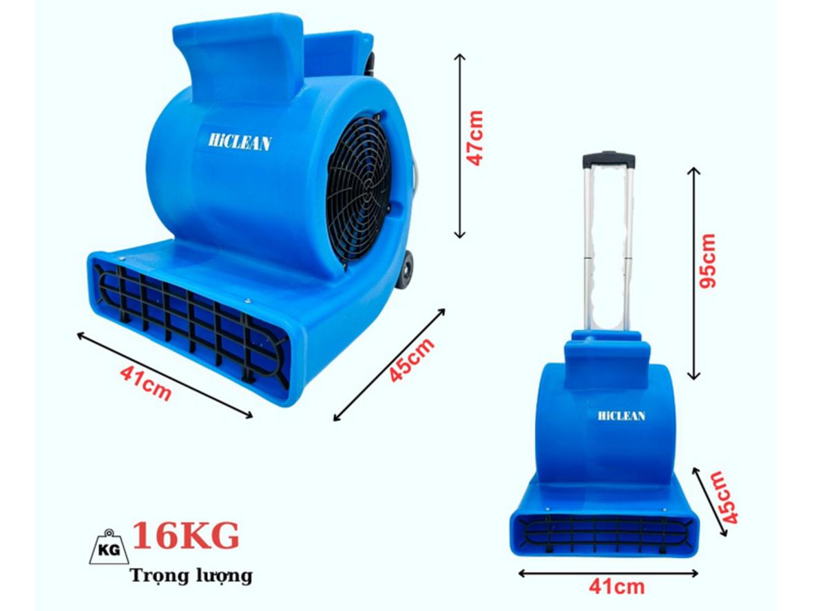 Công suất 1000W và lưu lượng 180 m3/phút giúp HC 535 làm khô nhanh sau vệ sinh.