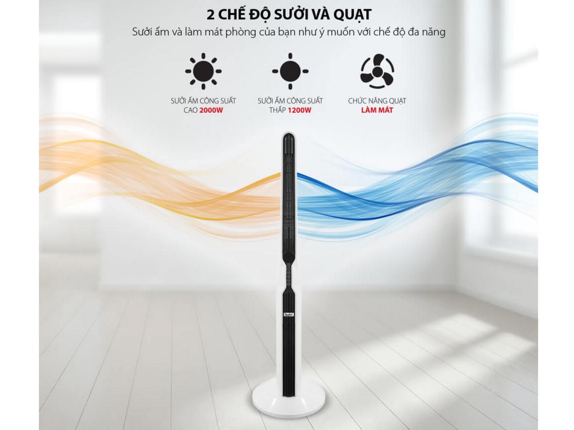 Hai mức công suất giúp điều chỉnh độ ấm linh hoạt theo nhu cầu sử dụng.
