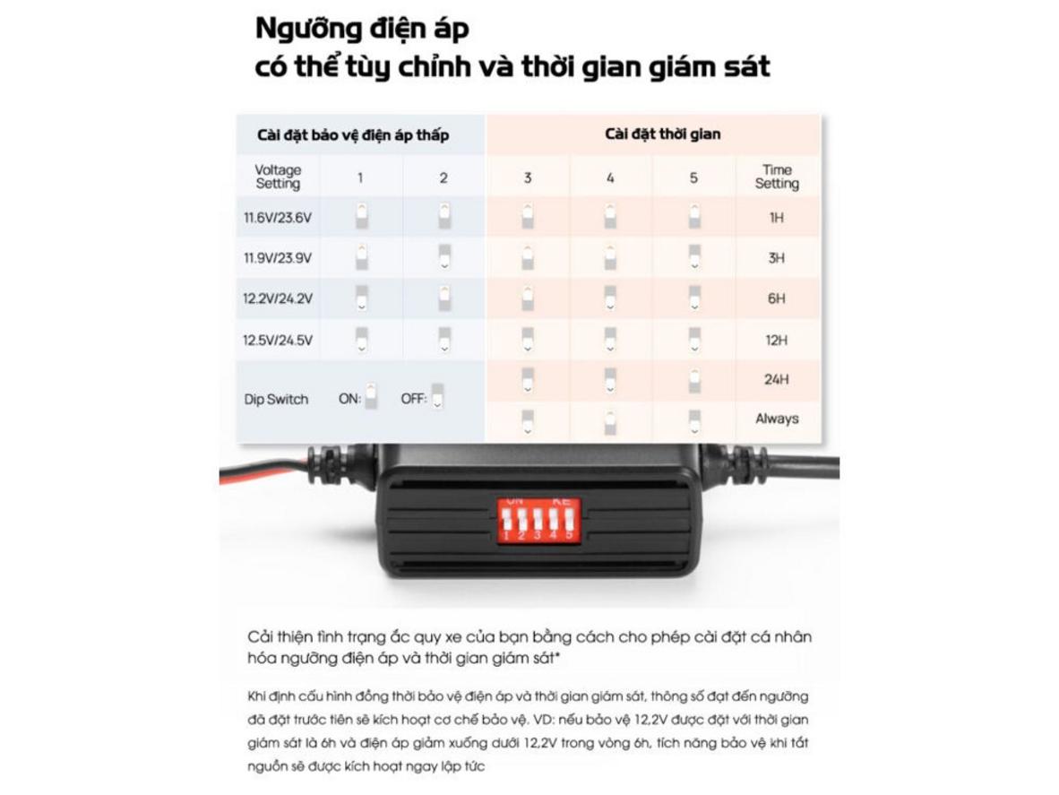 Chuyển đổi nguồn ổn định giúp camera 70mai hoạt động an toàn hơn.
