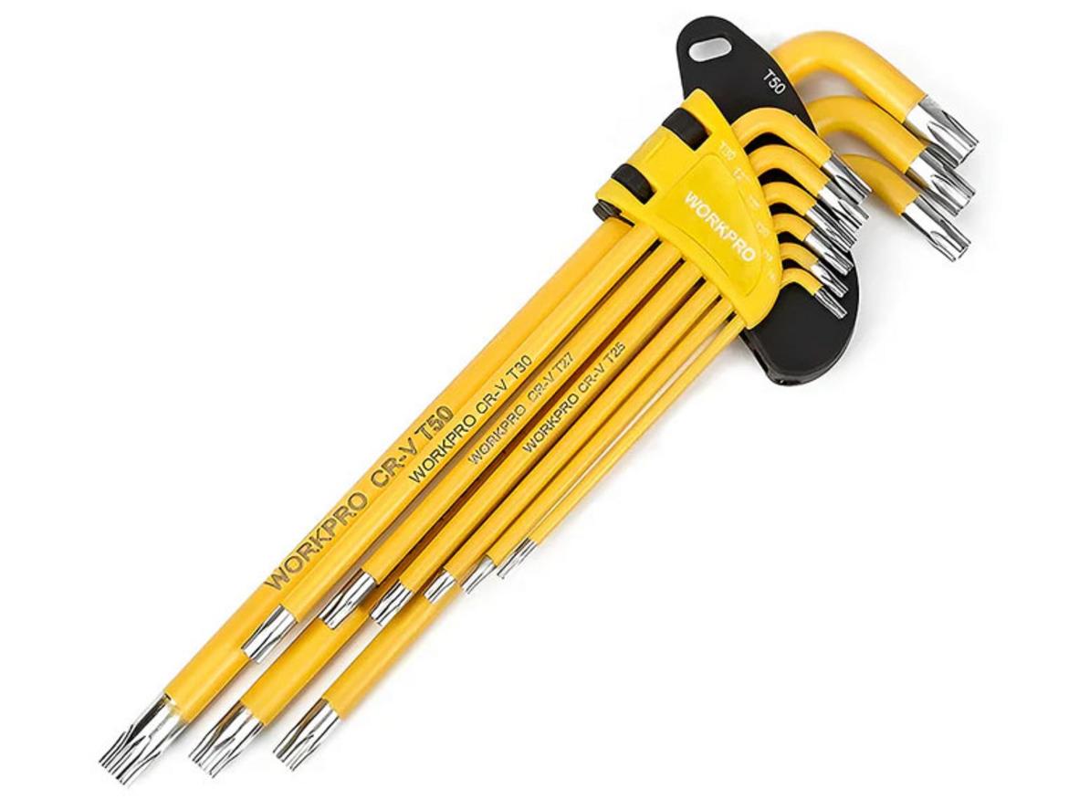 Dải 9 cỡ T10–T50 bao phủ nhiều nhu cầu sửa chữa.