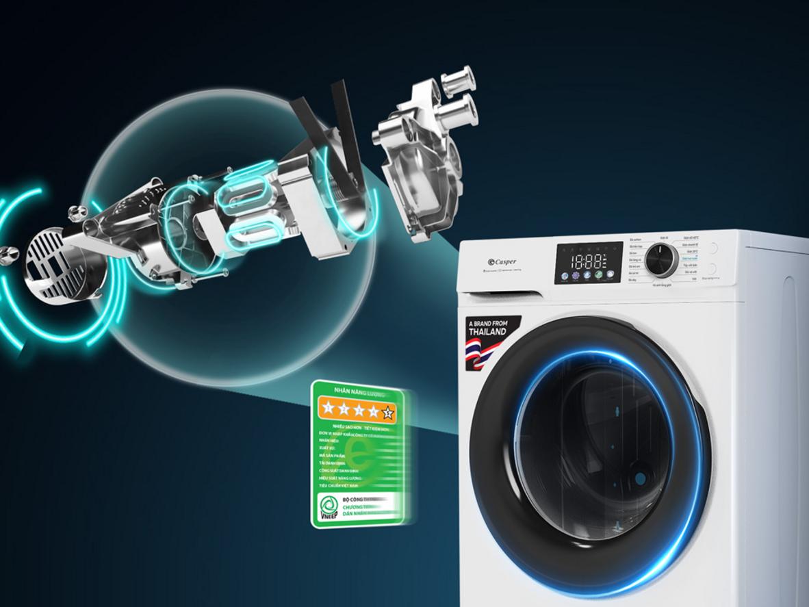 AI Smart 6 cảm biến giúp máy tự tối ưu chu trình giặt.