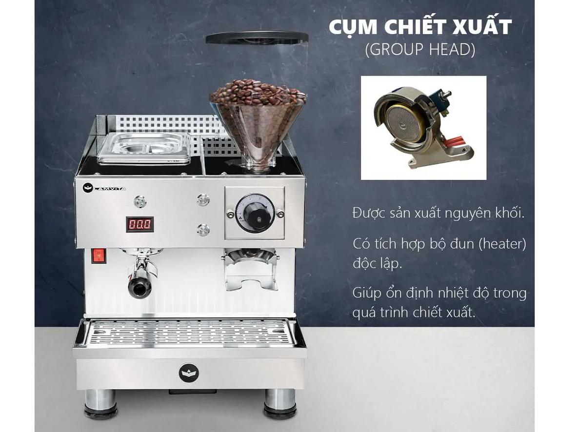 Cấu hình xay và pha tích hợp giúp Lamvita Mio I tối ưu quầy bar nhỏ.