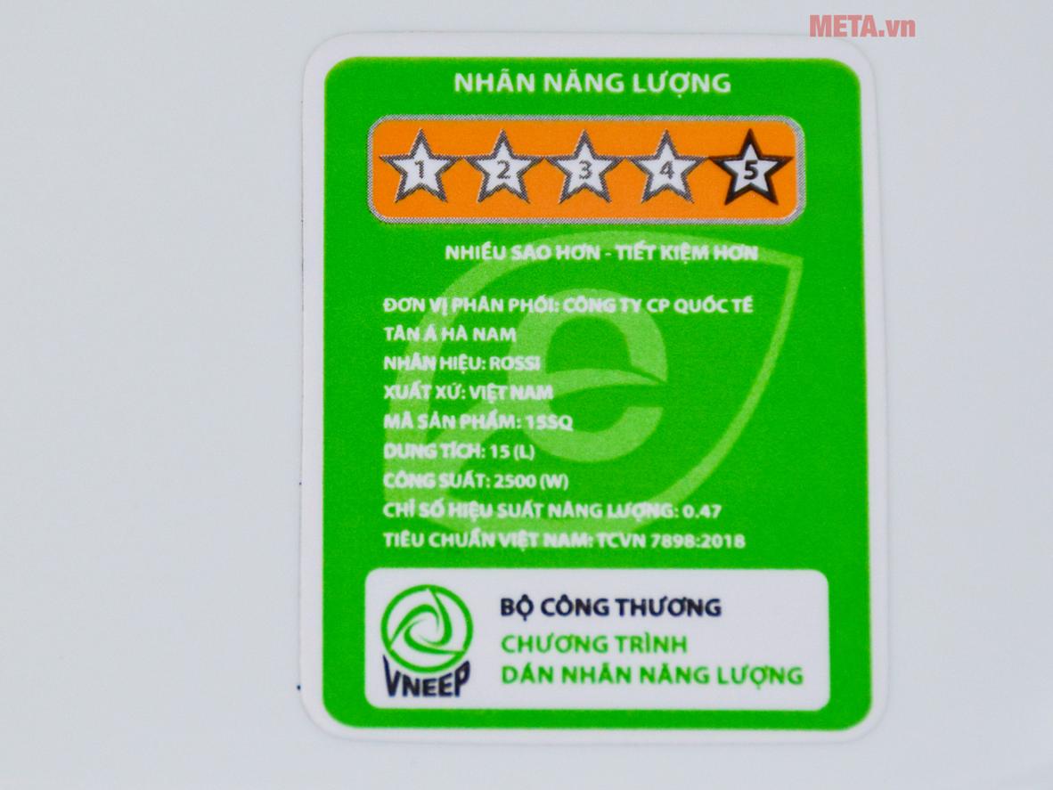 Tổng quan Bình nóng lạnh Rossi Dello RDO-15SQ 15 lít vuông