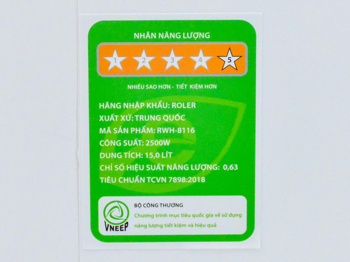 Bình tắm nóng lạnh Roler RWH-8116 15 lít (Kiểu vuông) phù hợp cho gia đình nhỏ cần nước nóng ổn định.