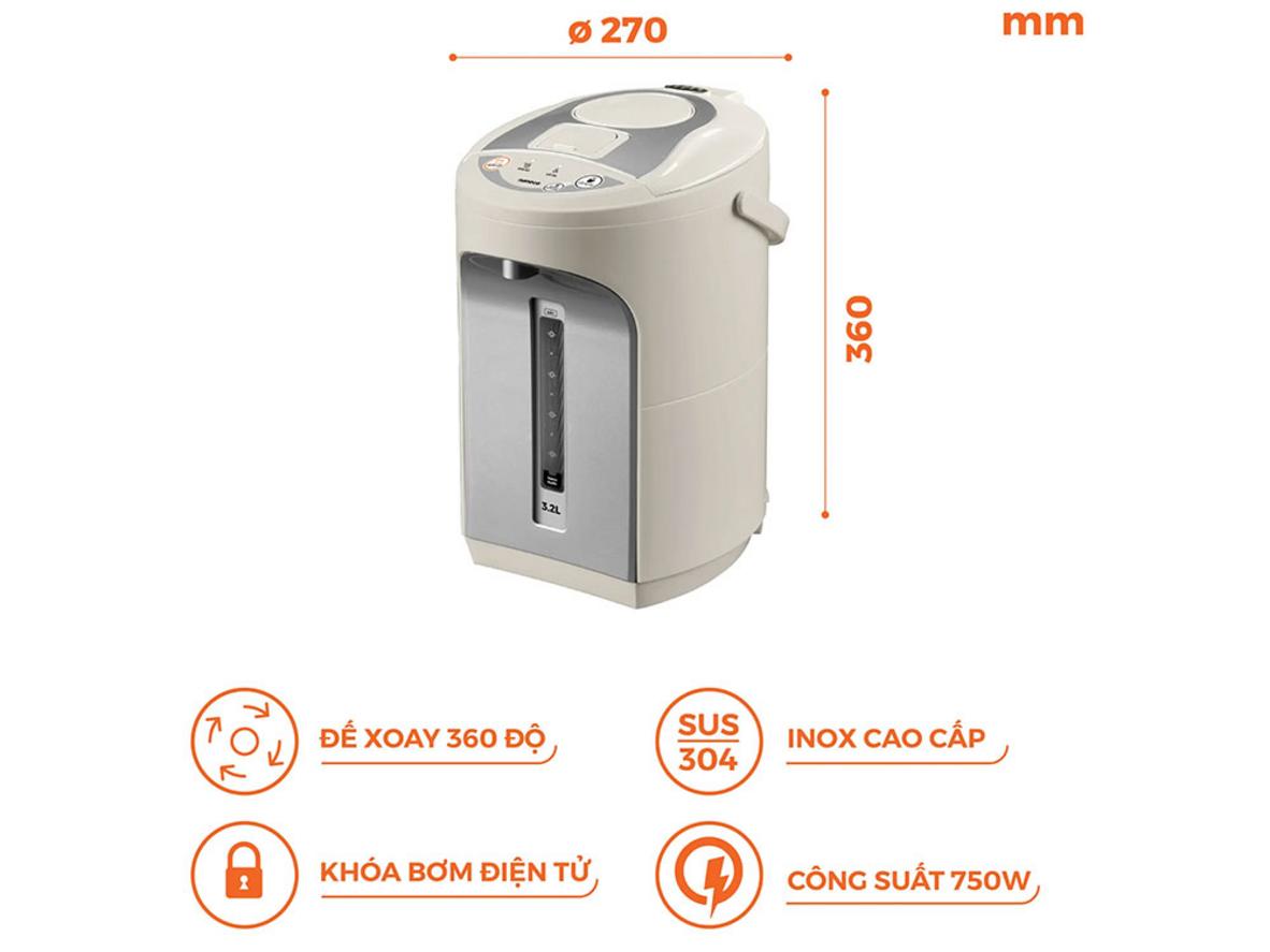 Ruột bình Inox SUS 304 giúp tăng độ bền và an tâm khi tiếp xúc nước nóng.