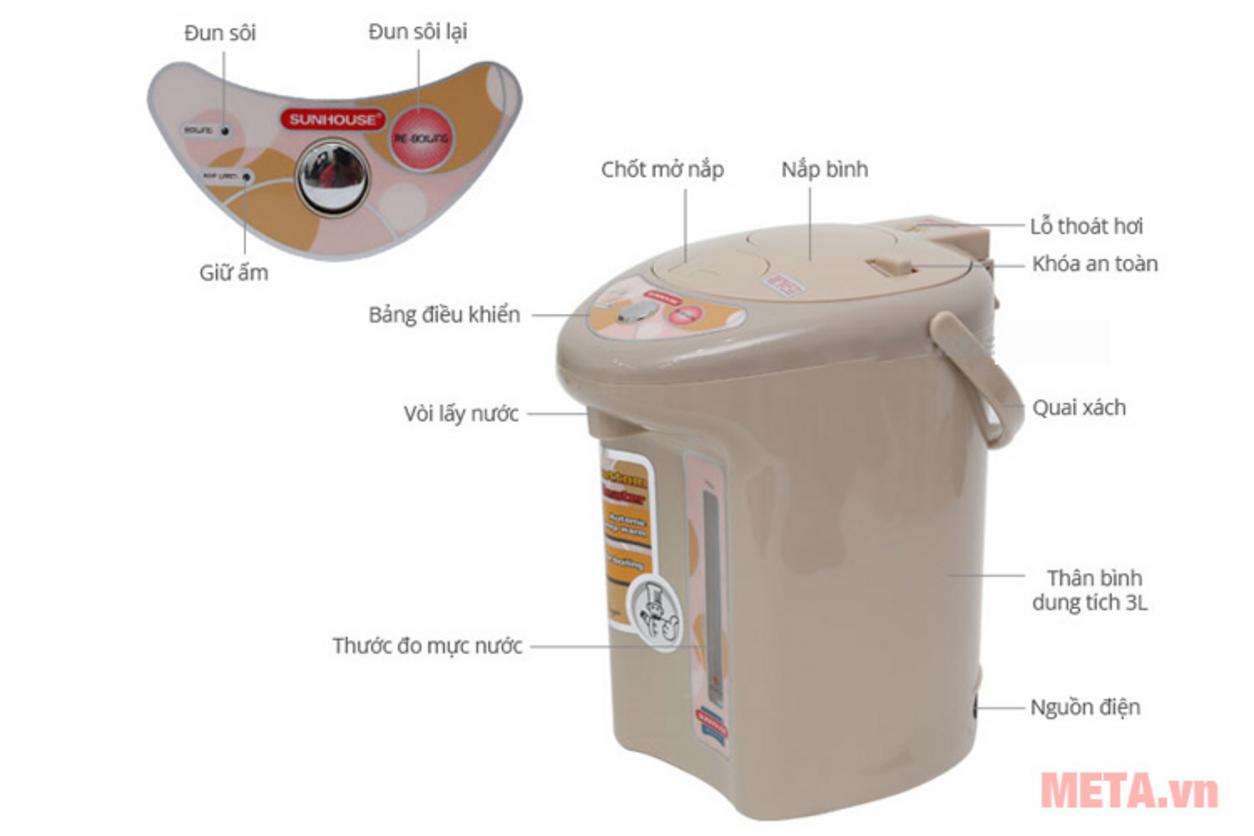 Các chi tiết nổi bật của Sunhouse SH1530 giúp dùng nước nóng tiện lợi mỗi ngày.