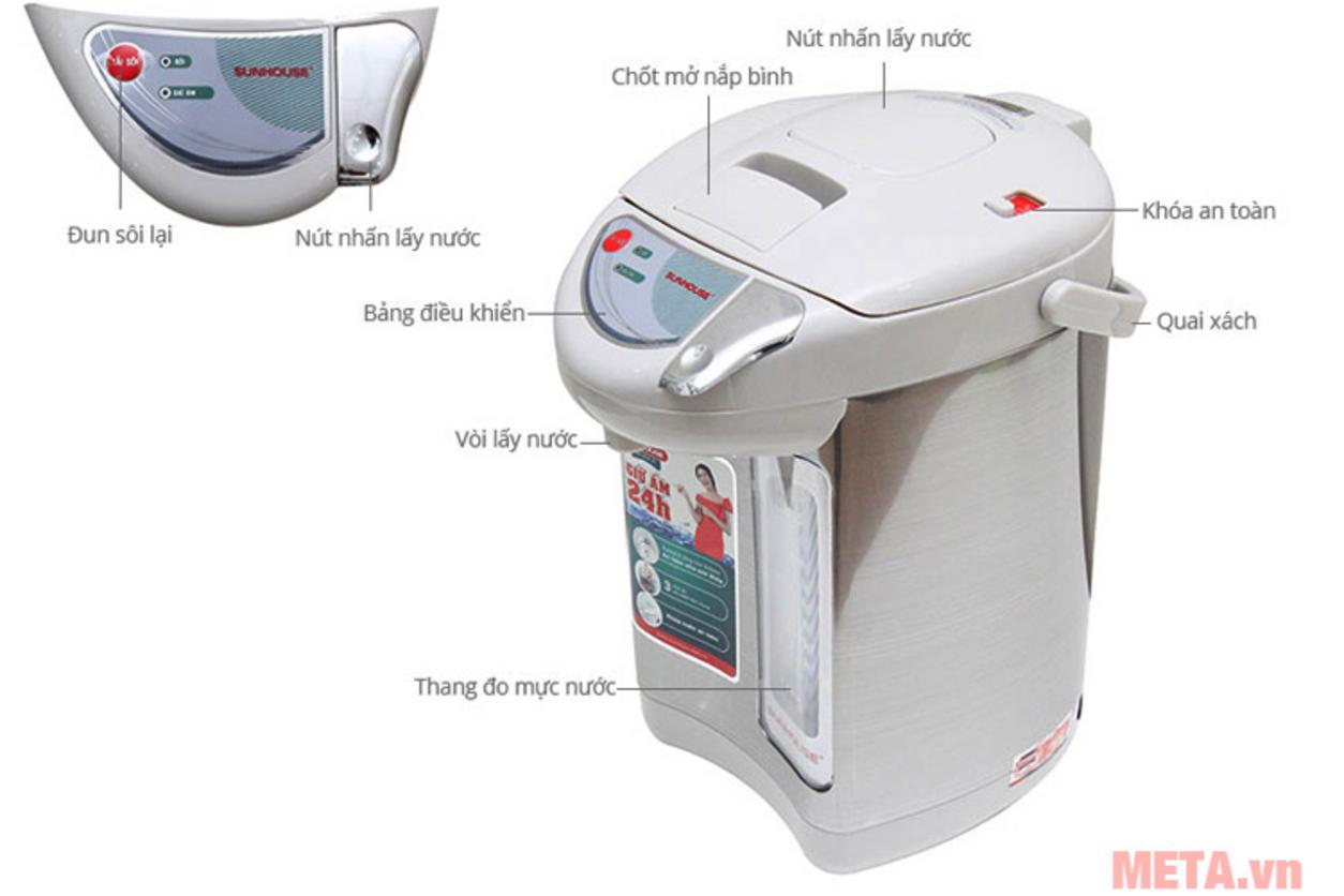 Thiết kế dung tích lớn, dễ thao tác và phù hợp dùng nước nóng liên tục trong ngày.