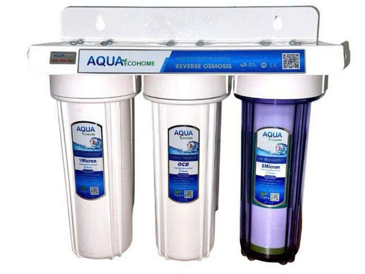 Bộ 3 lõi lọc thô Aqua gồm lõi PP và than hoạt tính cho máy RO gia đình.