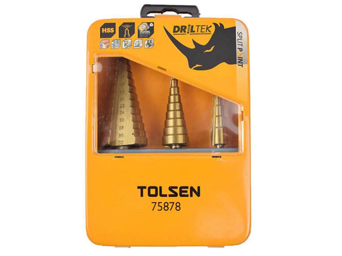 Thép gió HSS phủ TiN giúp Tolsen 75878 bền nhiệt và giảm mòn.