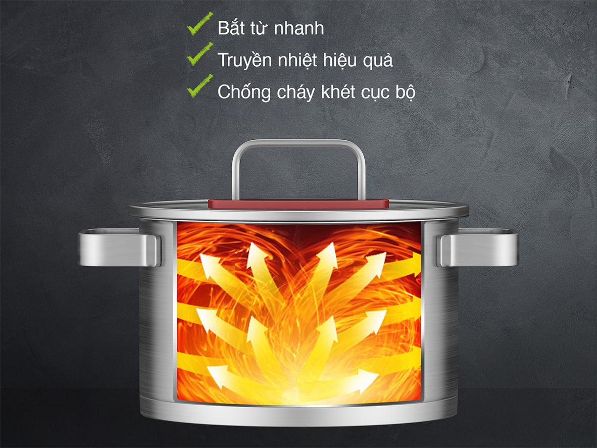 Bộ 3 nồi inox 304 Nagakawa Aki NAG1357 gồm 3 size tiện dụng cho nhiều nhu cầu nấu ăn.