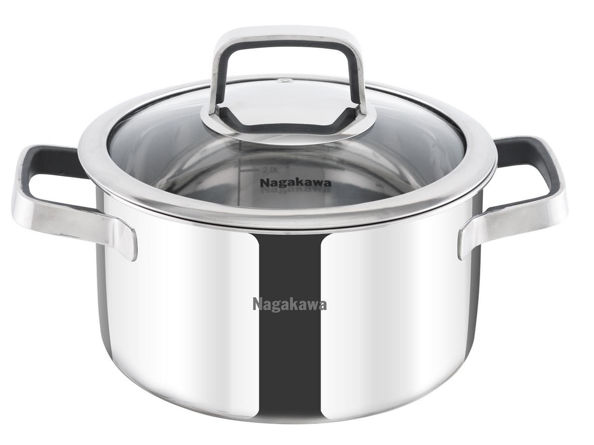 Bộ 3 nồi inox 304 Nagakawa NAG1353 gồm 3 kích cỡ linh hoạt cho nấu ăn hằng ngày.