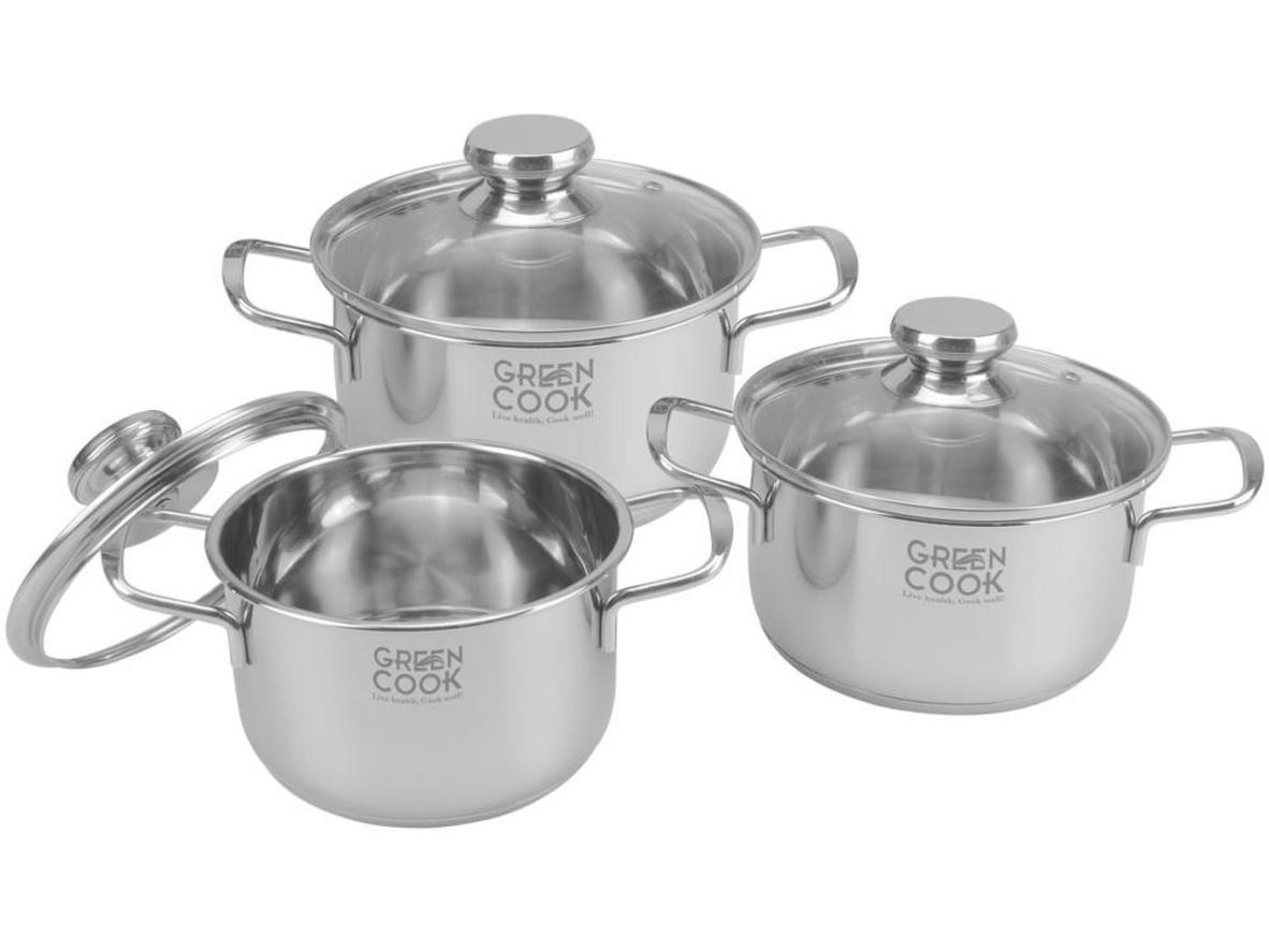 Bộ 3 nồi inox nắp kính Green Cook GCS232-T1
