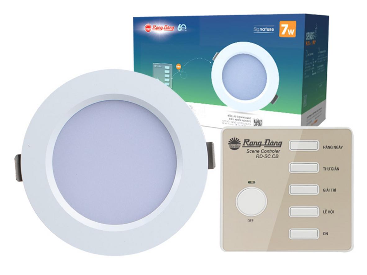 Bộ 4 đèn led âm trần downlight kèm điều khiển Rạng Đông AT20.RM