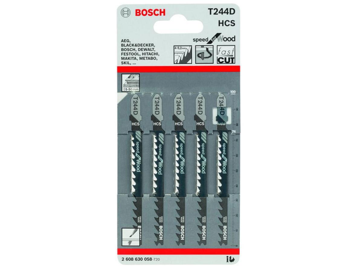Bộ 5 lưỡi cưa lọng Bosch T 244 D chính hãng cho cắt gỗ nhanh, mịn.