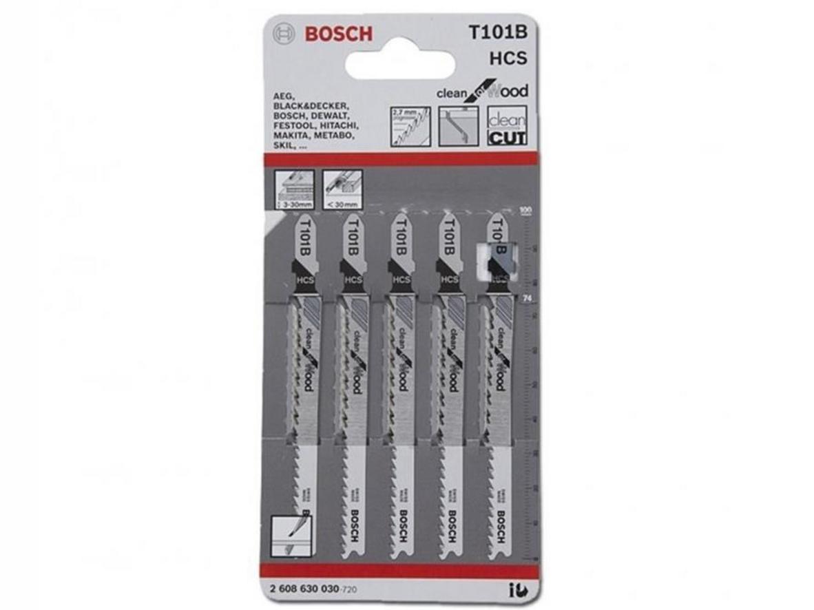 Bộ 5 lưỡi cưa lọng Bosch T 101 B 2608630030 cho đường cắt gỗ mịn, ít mẻ cạnh.