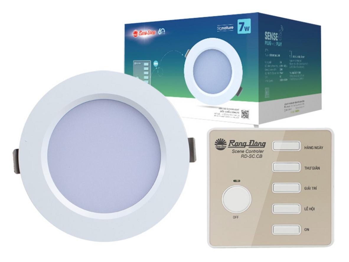 Bộ 8 đèn led âm trần downlight kèm điều khiển Rạng Đông AT20.RM cho không gian gọn đẹp, đổi màu linh hoạt.