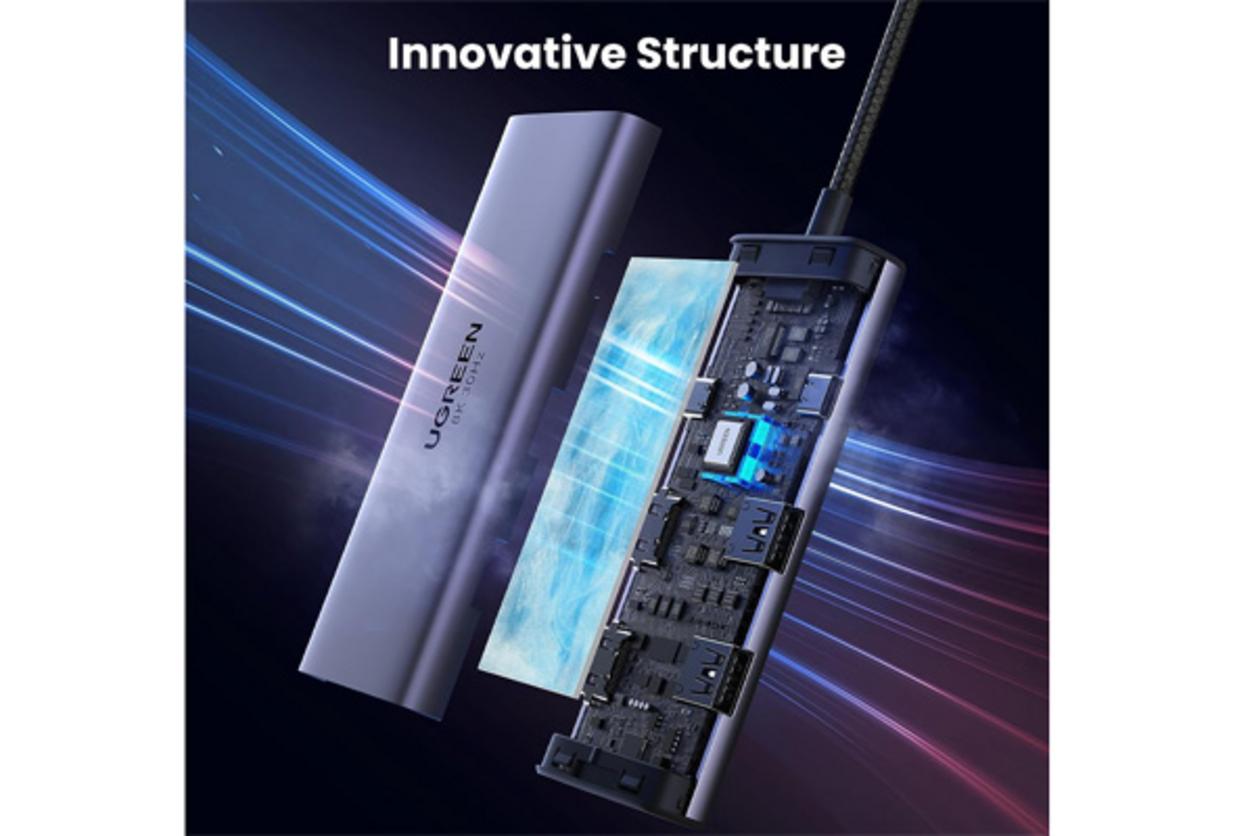 Ugreen 15852: hub USB-C 6 trong 1 cho nhu cầu làm việc đa màn hình và sạc đồng thời.