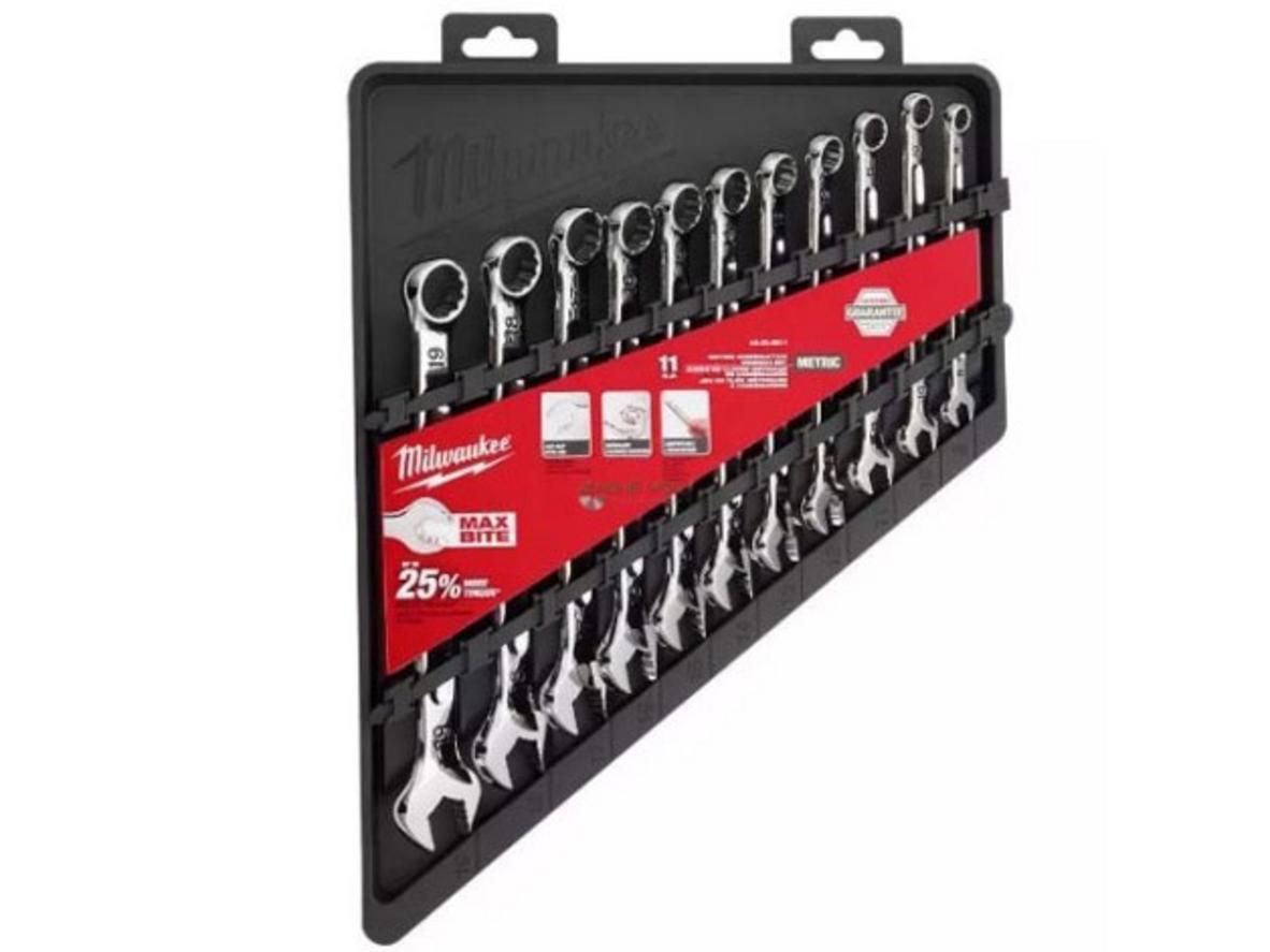 Bộ cờ lê 11 chi tiết Milwaukee 48-22-9511 với khay nhựa định hình gọn gàng.