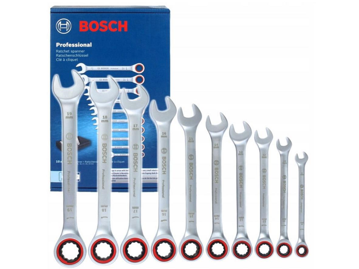 Bộ cờ lê vòng miệng tự động Bosch 1600A02AU0 gồm 10 món, size 8mm-19mm.