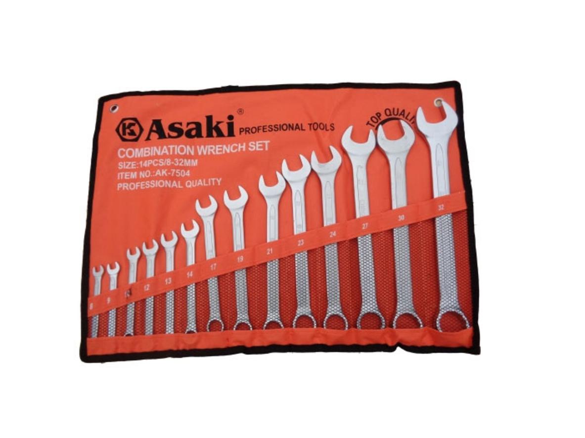 Bộ cờ lê vòng miệng xi mờ Asaki AK-7504 (8mm - 32mm)