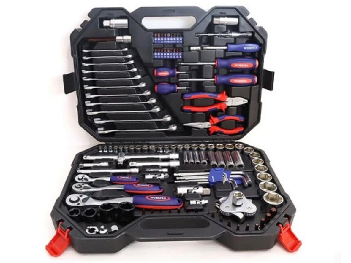Bộ công cụ cơ khí Workpro WP202533 gồm 123 chi tiết, đóng hộp gọn và dễ mang theo.