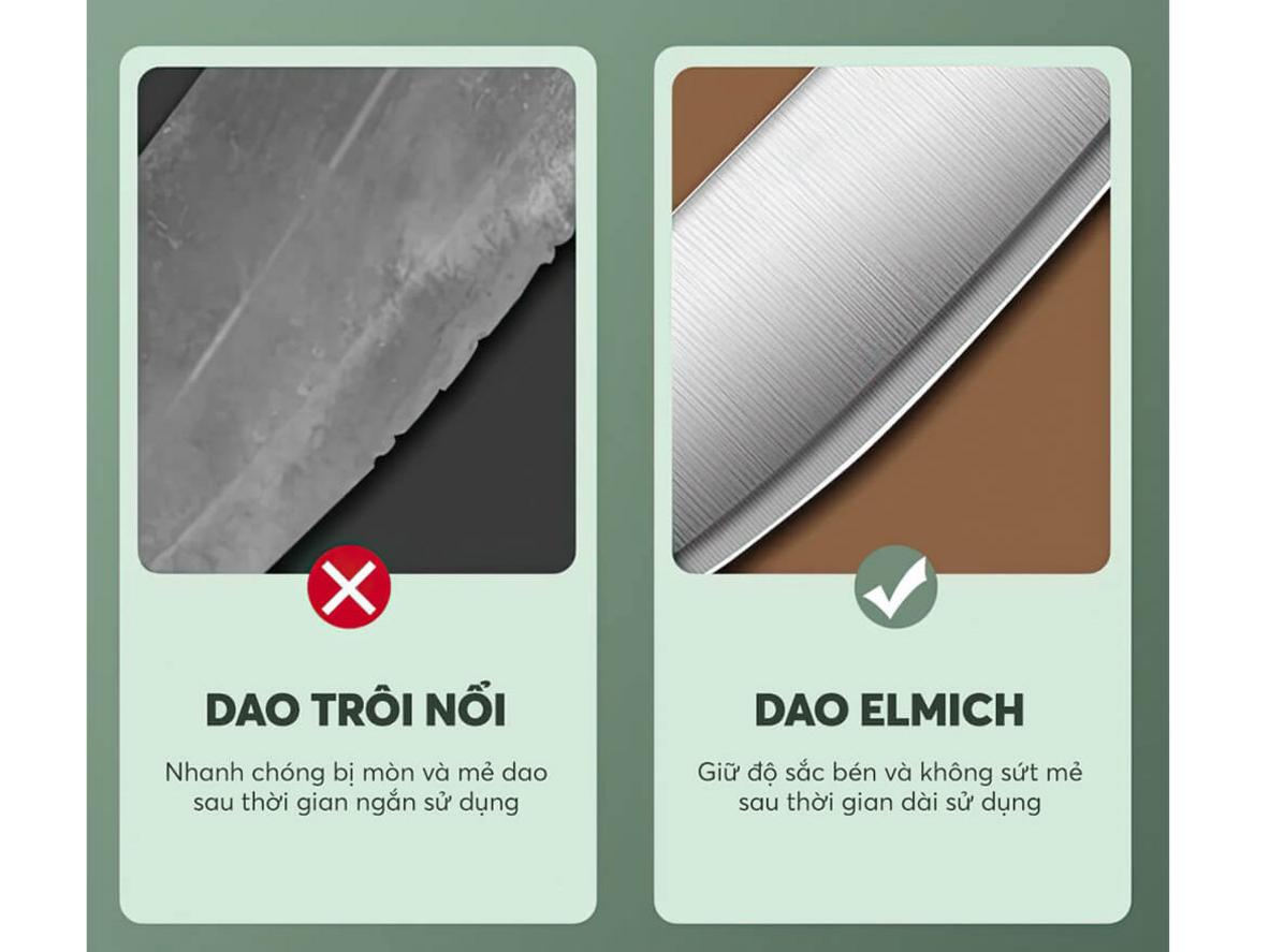 Lưỡi thép 5Cr15 và cán chống trượt giúp EL8410 bền sắc, dễ thao tác hơn.