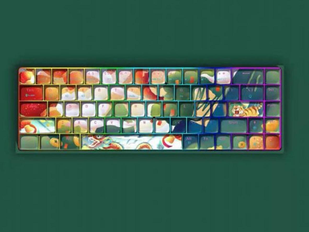 Cận cảnh chất liệu PBT và profile XDA của keycap Newmen Rồng Hổ.