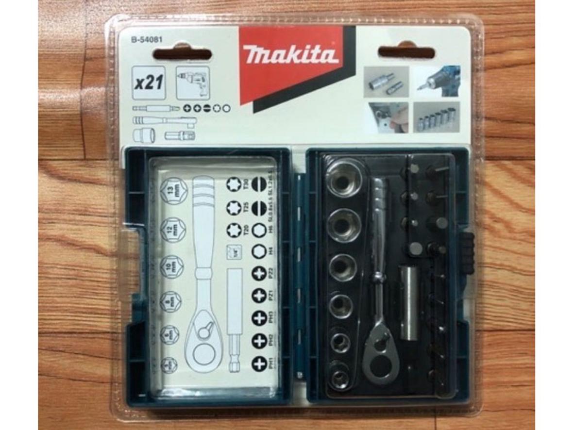 Các chi tiết S2/CrV của Makita B-54081 được sắp xếp gọn trong hộp.