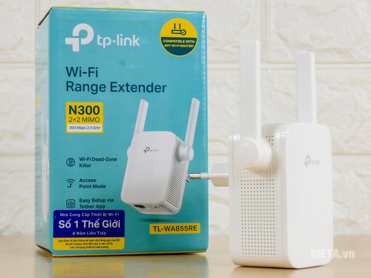 TP-Link TL-WA855RE nhỏ gọn, cắm điện trực tiếp và mở rộng sóng Wi‑Fi cho nhà nhiều phòng.